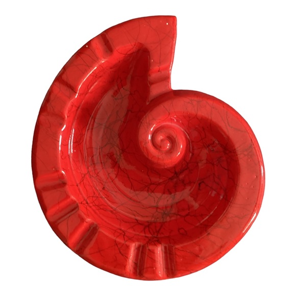 Hollywood Ceramics California Potteries Red Nautilus Seashell Ashtray MCM VTG - Picture 3 of 16